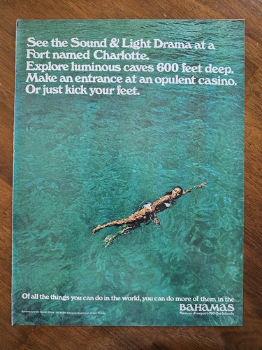 VINTAGE 1971 Print Ad Advertisement B5C3 Black Beautiful 1970s Bahamas Vacation