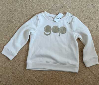 GAP Sweat Shirt Sweater Pullover weiss Logo Gold Gr. 86 weich NEU Etikett