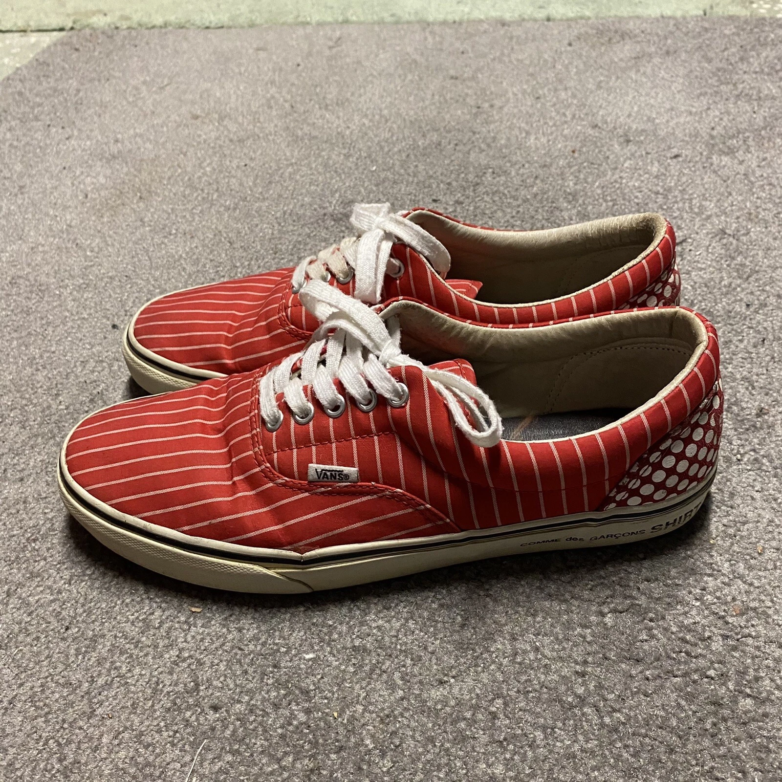 Chaussures de patinage à rayures Vans SUPREME Comme Des Garcons Harold Hunter rouge taille 10,5