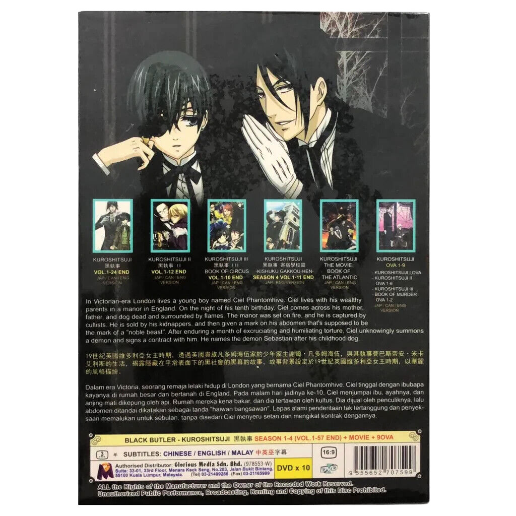 Anime DVD Kuroshitsuji/Black Butler Season 1-4(1-57End+Movie+OVA) English Dubbed