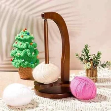 360° Rotation Spinner Wooden Yarn Holder Spinning Knitting Tools Crochet Holder