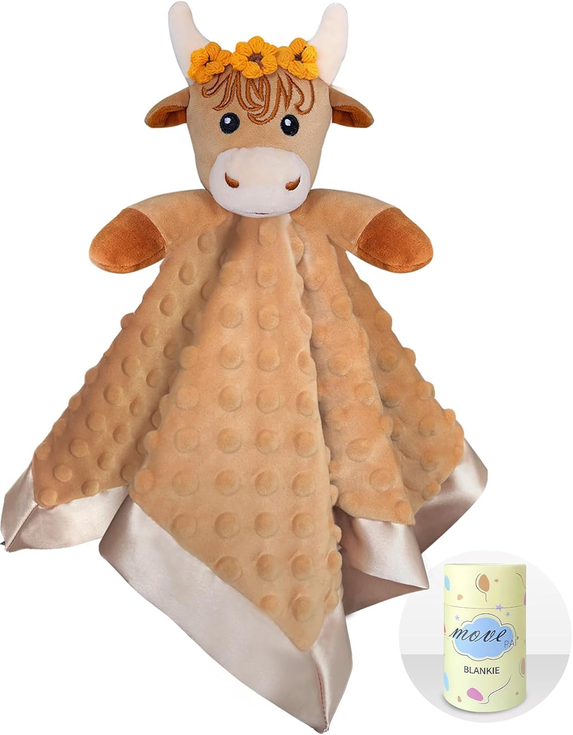 Girl Highland Cow Baby Security Blanket Loveys for Babies Girls, 16