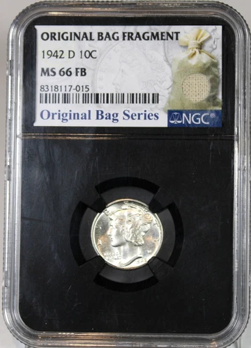 1942 D Mercury Head Dime - NGC Graded MS66 FB, Original Bag Fragment !!