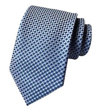 Men's Striped Gingham Check Pattern Ties Business Formal One Size Blue Silver