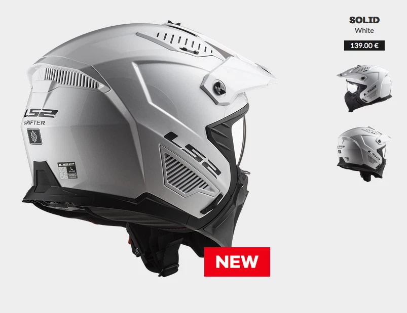 CASCO LS2 OF 606 DRIFTER ECE 22-06 BIANCO SOLID WHITE NOVITA' 2023 - Immagine 2 di 4
