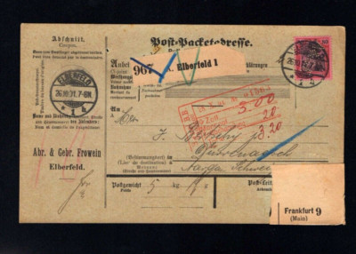 Dt. Ricca 1901 - 80 Pf. Reichspost Rari Ef Su Ausl. Package Card (a912)