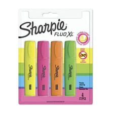 Sharpie XL Fluo Highlighter Fade Water Resistant Quick Drying ink Pack of 4