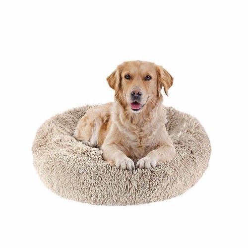 Arlee Calming Vegan Fur Memory Foam Donut Style Pet Bed Gray & Tan eBay