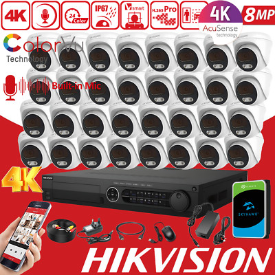 HIKVISION CCTV 4K Überwachungskamera 8MP ColorVu System 16CH 32CH DVR Home Outdoor
