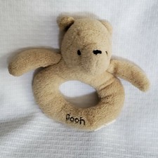 Classic Winnie the Pooh Plush Grasping Ring Circle Rattle Stuffed Toy Baby Gift