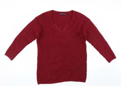 Marks and Spencer Damen Pullover rot V-Ausschnitt Acrylmischung Größe 10
