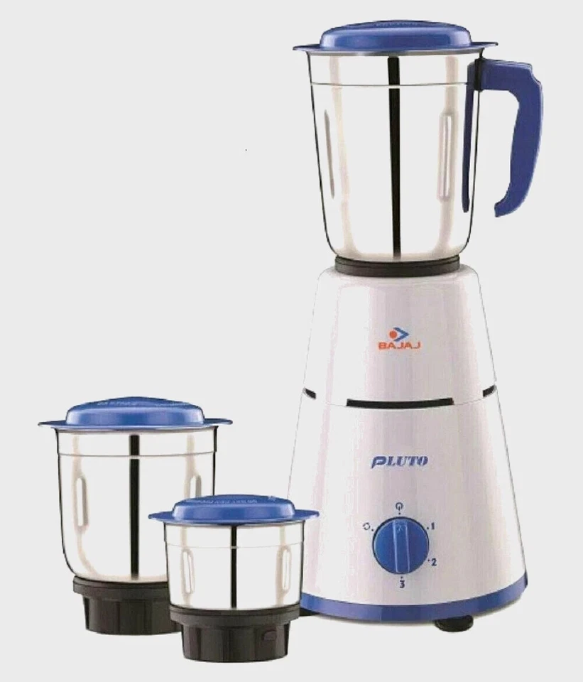 MARKENLOS Bajaj Mixer Schleifmaschine 500W 220V (3 Krüge, Weiß & Blau)