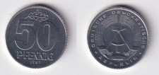 50 fenigów aluminiowa moneta NRD 1981 połysk stemplowy (167239)