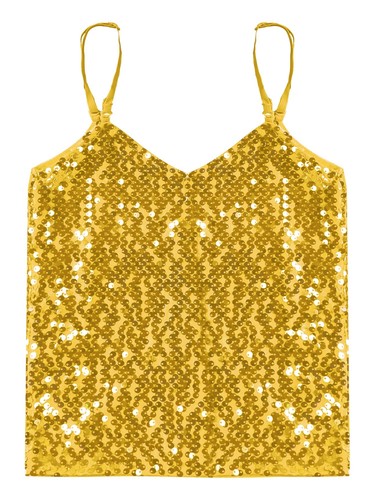 Girls Shiny Metallic Dance Performance Crop Tops Camisole Tank Tops Cheer Jazz - Picture 89 of 126