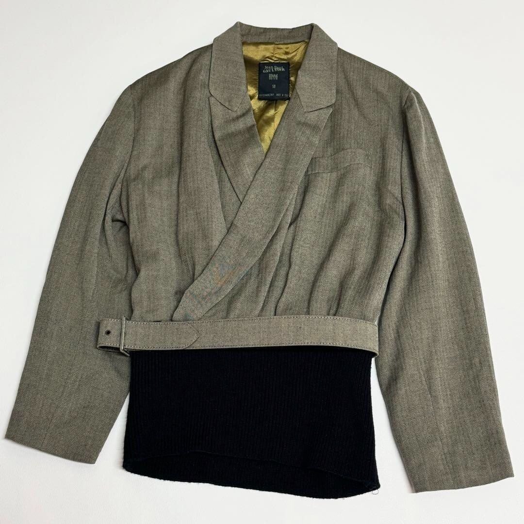 80-90's Jean Paul GAULTIER Kimono Collar Knit Docking Pullover Set