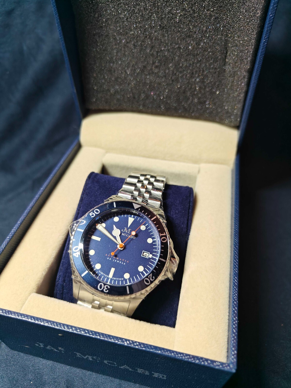James McCabe Legacy Diver Stone 41mm Mechanical Automatic Blue eBay