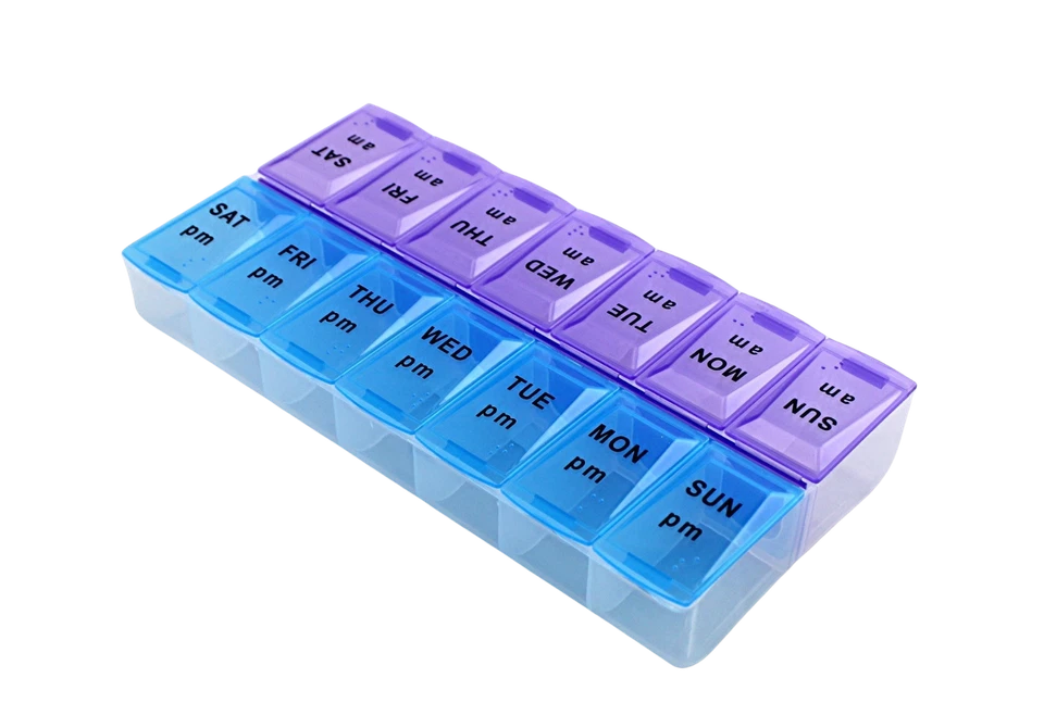 Jumbo Extra Large 9" x 4.75" Pill Organizer 7 Day 2 Times a Day Weekly Pill Box  - Image 3 of 4
