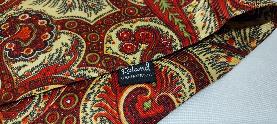 Bufanda puntiaguda vintage para hombre años 70 cachemira estilo satinado Liberace disco diseñador ROLAND Foto 4 de 4