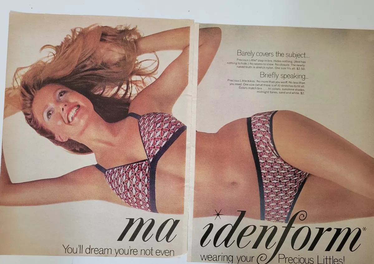 Vintage Maidenform step in print bra panties underwear two page ad