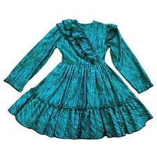 VTG Marthas Miniatures Green Black Party Dress SZ 7 Were Fussy Full Circle