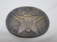 Vintage 80's Marlboro Belt Buckle Philip Morris Brass Cigarette