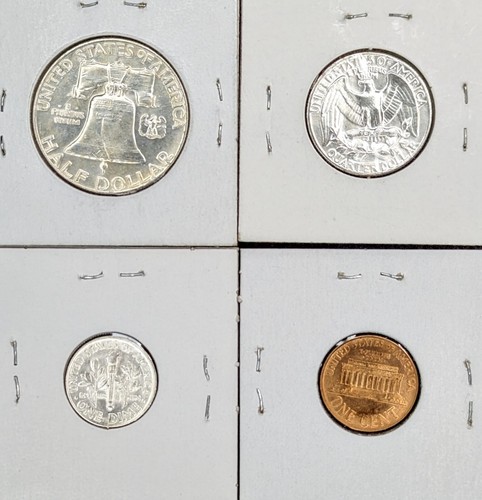 Lote de cuatro monedas 1963 - medio cuarto de centavo de plata centavo Lincoln hermoso alto grado - Imagen 2 de 2
