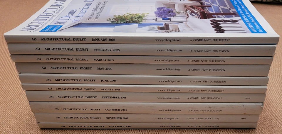 Lot of 10 ARCHITECTURAL DIGEST Magazine Issues 2005 Complete Except April & July - Image 2 of 4