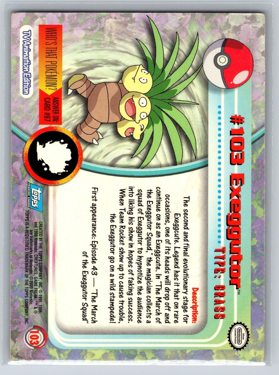 Exeggutor #103 Pokemon Topps TV Animation Edition Blue Logo