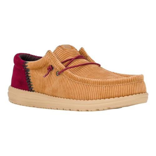 Hey Dude Wally Funk Corduroy Men's Casual Shoes, Tan/Burgundy, M10 - Picture 2 of 7