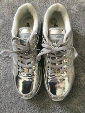ELLESSE SILVER METALIC LEATHER RETRO SPORTS SHOES TRAINERS SNEAKERS UK 6 / 39