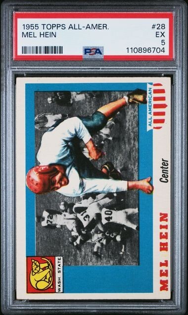 1955 Topps All-American Football RC # 28 Mel Hein Washington State (HOF) PSA 5!