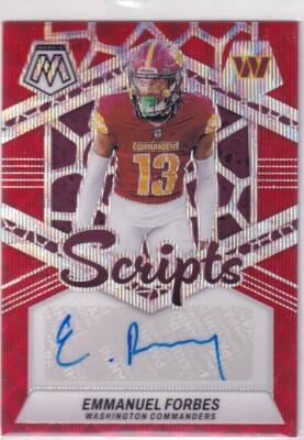 Panini 2024 Mosaic NFL No. SC-EMF Emmanuel Forbes Auto Red Wave Prizm