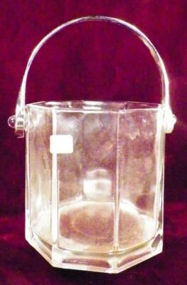 Luminarc Ice Bucket Octime Series Glass Silvertone Handle Orig Label 1980s
