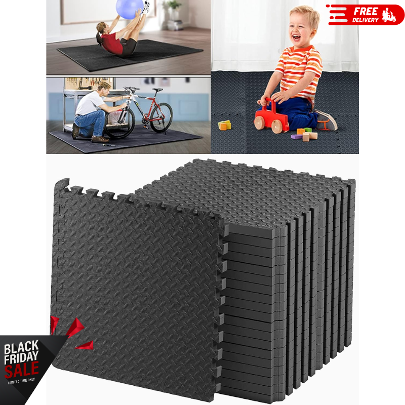 Puzzle Exercise Mat, 20 Foam Interlocking Tiles for Gym Equipment & Workouts