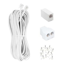 Long Telephone Extension Cord 80ft White Cable Line Wire with Standard RJ11 P...