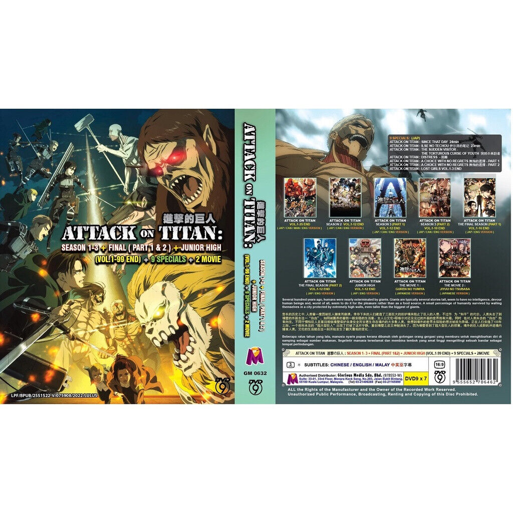 ATTACK ON TITAN Complete Season 1-4 + Special + 2 Movies English Dubbed  Anime