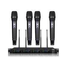 Professional 4 Channel Wireless Microphones System Auto Scan, UHF 4 x 50 Chan...