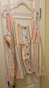 TERRA SKY 4X Red, White & Blue Heavy Tank Top.  NWT 55% Linen 