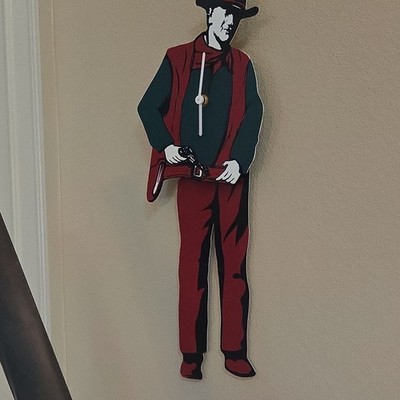 WORKING Vintage John Wayne walking legs Wall Clock  . Rare Find