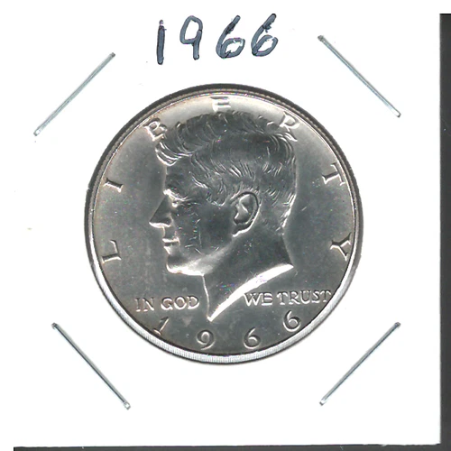 1966 KENNEDY HALF 40% SLVR JUST UNDER UNCIRCULATED