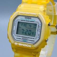 CASIO G-SHOCK DW-5600 Clear Yellow Square Watch Tested Excellent Condition
