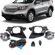 Bumper Fog Light Lamp Cover Bracket Wiring Switch Kit For Honda CR-V 2012-2014