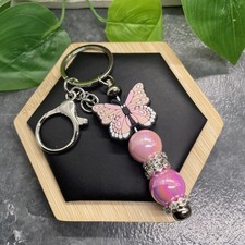 4.5 Stainless Steel Bubblegum Bead Keychain Purse Backpack Butterfly New B950