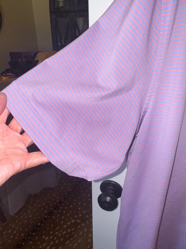 Peter Millar Summer Comfort XL Performance Golf Polo Shirt Blue Pink Striped - Picture 8 of 9