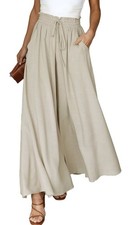 Dokotoo Pants for Women Casual Elastic Waist Wide Leg Pants with Pockets