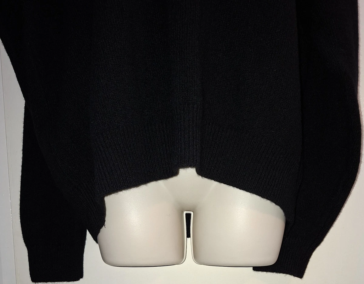 ZARA BLACK NOIR SUPER SOFT 61% CASHMERE 39% WOOL CHUNKY V-NECK OVERSIZED JUMPER