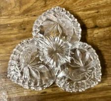 HOFBAUER BYRDES Cut Crystal Birds TRICORNE 4 SECTION RELISH SERVING DISH 8in  