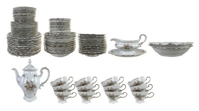 Johann Haviland Sepia Rose 95 Pc Dish Set Teapot Cups Plates Bowls Gravy Unused