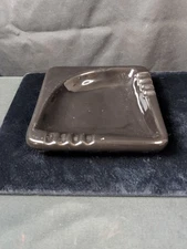 Large Black Ceramic Ashtray MCM Vintage  9"X 9" X 2"