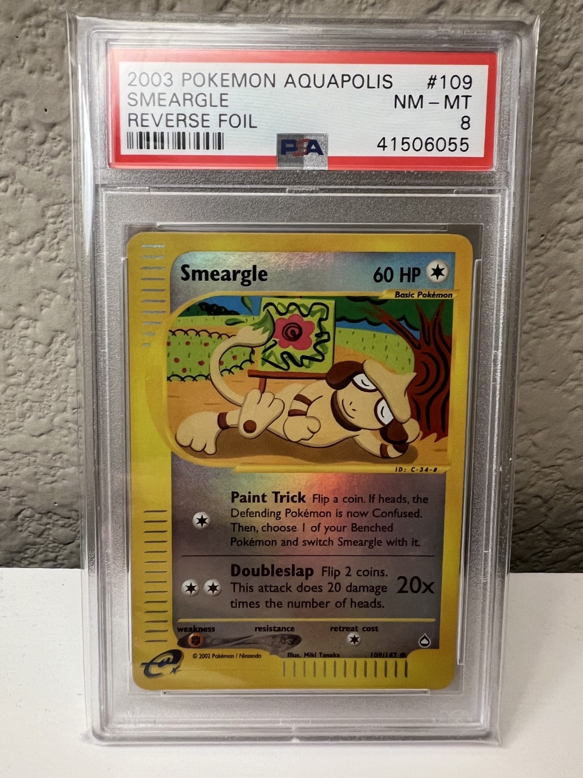 2003 Pokemon Aquapolis Smeargle Reverse Holo Foil #109 PSA 8